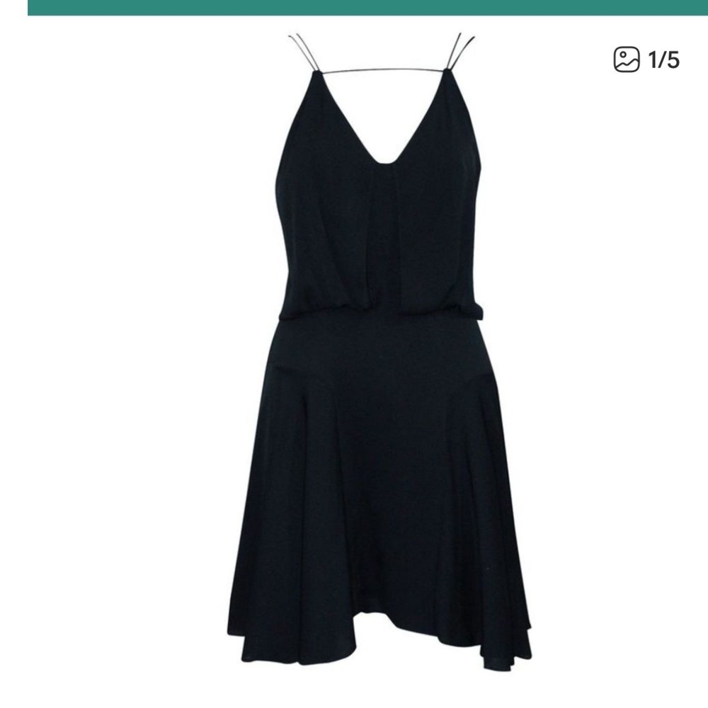 Milly Of New York Black Spaghetti Strap A Line Mini Dress Silk Blend‎
